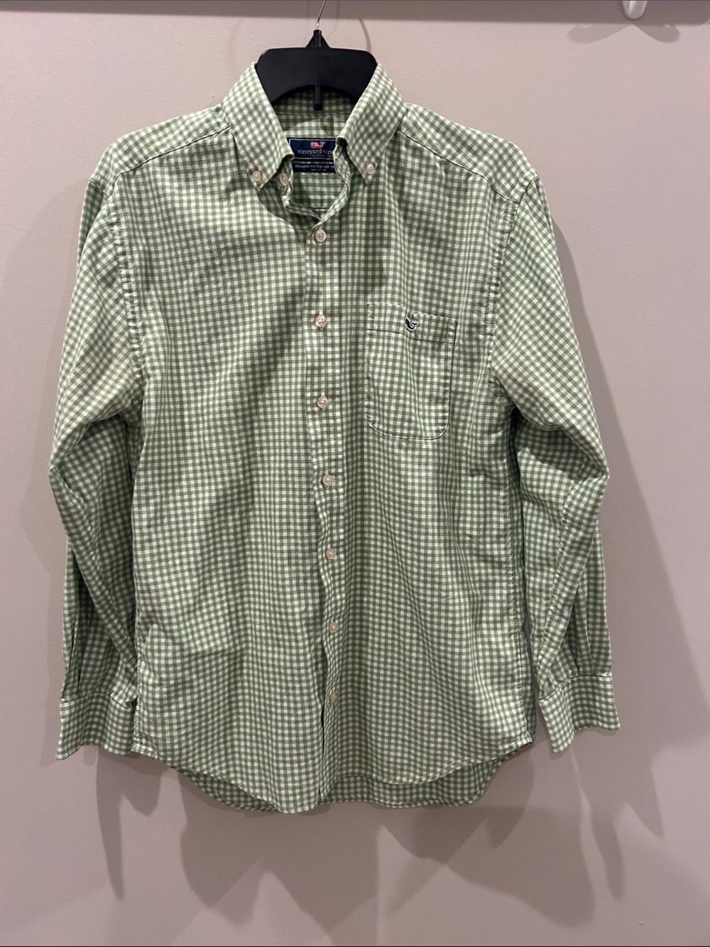 Vineyard Vines Light Green Gingham Button-Down Shirt